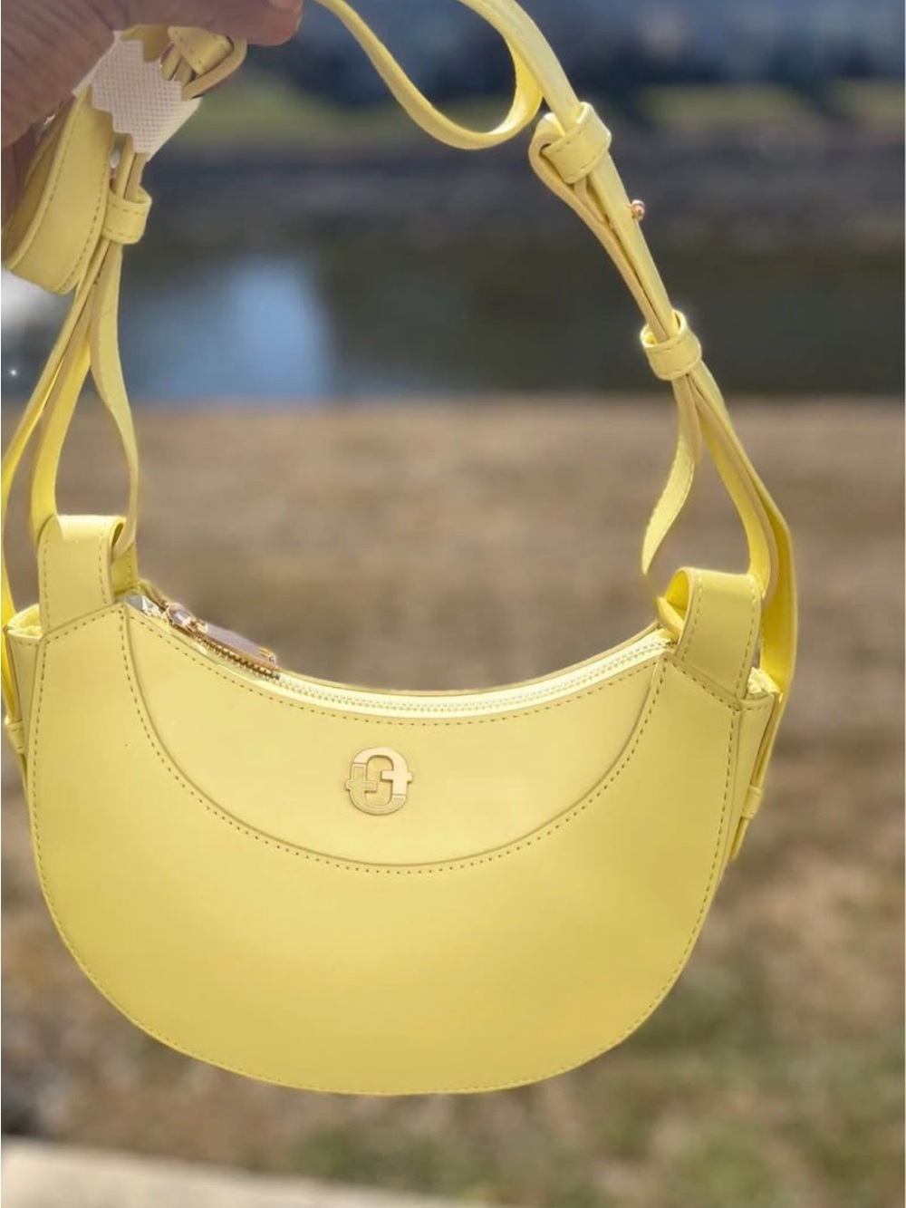 Yellow Crescent Shoulder Bag — Chic Women's Handbag
